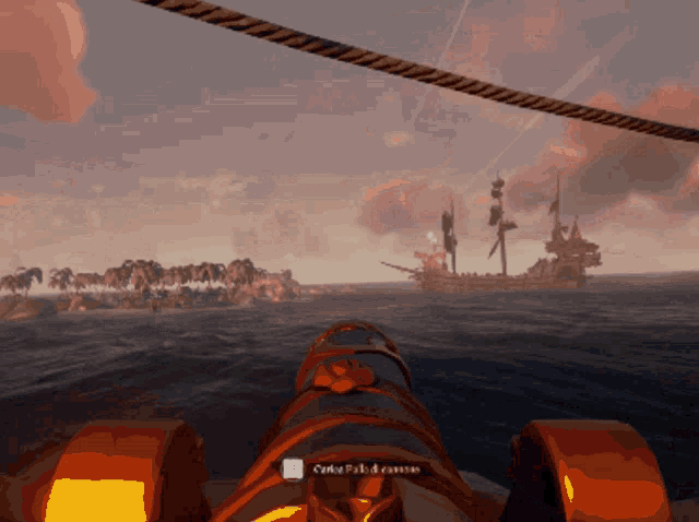 a video game shows a pirate ship in the ocean