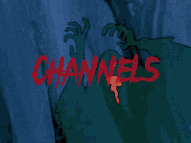 a cartoon of a monster with the word channels written in red