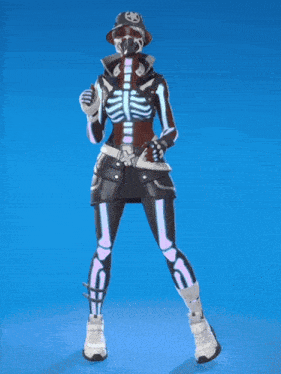 a person in a skeleton costume is standing with their arms outstretched