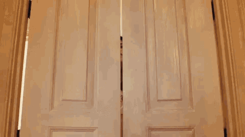 a woman in lingerie is standing in a doorway and looking out .