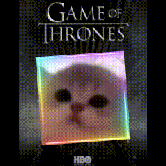a game of thrones poster with a cat in a square