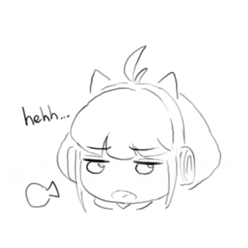 a black and white drawing of a girl with cat ears and the words hhh written on the bottom