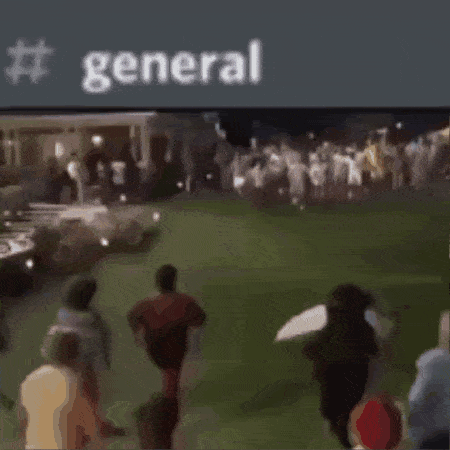 a group of people are walking in front of a sign that says general .
