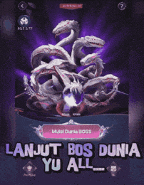 a screenshot of a video game that says ' lanjut bos dunia ' on it