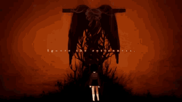 a girl is standing in front of a cross with the words " and my revival will be done in a flash " written on the bottom