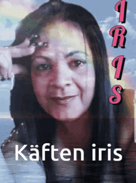 a woman 's face is on a poster that says " kaften iris "