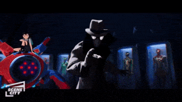 a scene from spider-man into the spider-verse is shown