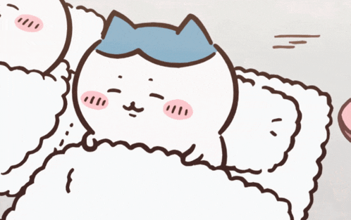 a cartoon character with a blue bow on its head