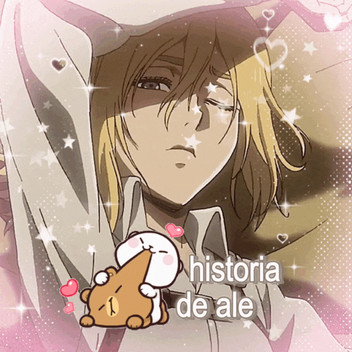a picture of a girl with the words historia de ale written on it