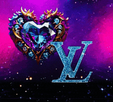 a louis vuitton logo is surrounded by a heart