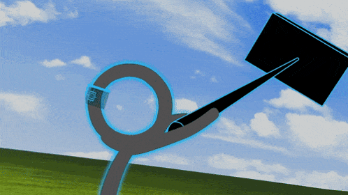 a drawing of a person with a magnifying glass and the letter q on it