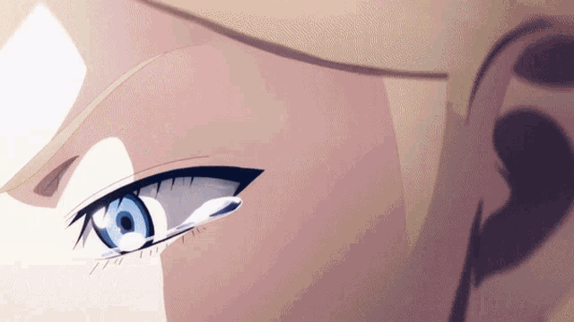 a close up of a person 's blue eye