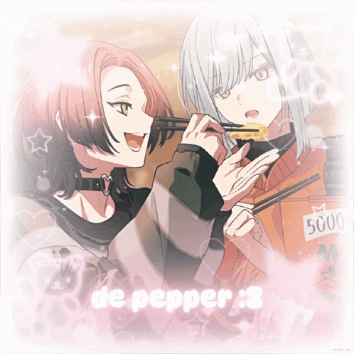 a picture of two anime girls with the words de pepper : 8 on the bottom