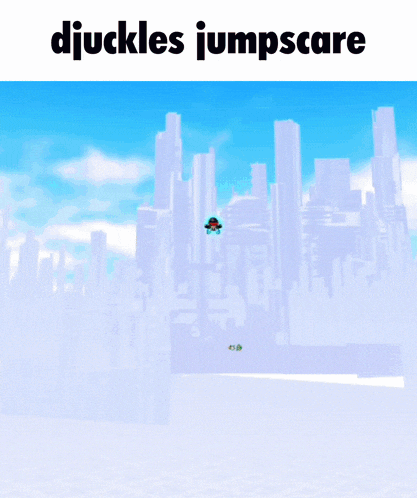 a picture of a cartoon character with the words djuckle jumpscare on it
