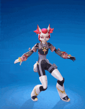 a video game character with a fox face and red hair