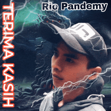 a man wearing a hat with the name rio pandemy on the bottom
