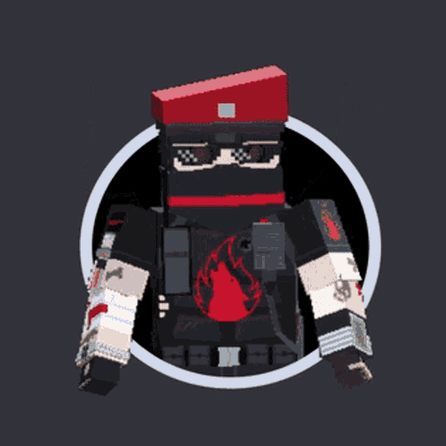 a pixel art of a man with a red hat and glasses