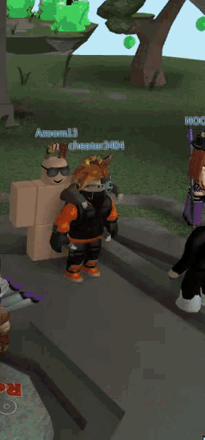 a group of roblox characters are playing a game together