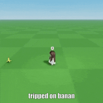 a cartoon of an explosion with the words tripped on banan on the bottom
