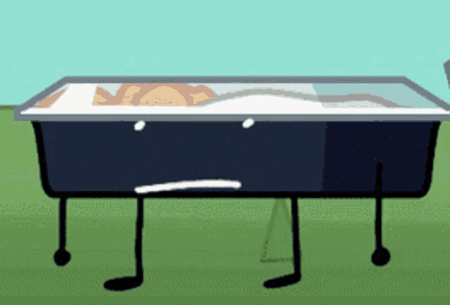 a cartoon of a coffin with a sad face