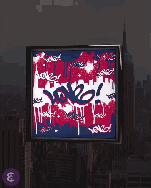a picture of graffiti that says " love " in red white and blue