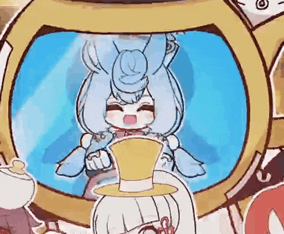 a cartoon of a girl wearing a top hat and a rabbit .