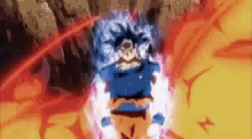 a cartoon character is standing in front of a fireball in a cartoon .