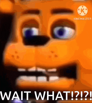 a close up of a cartoon character 's face with the words wait what ! on it .