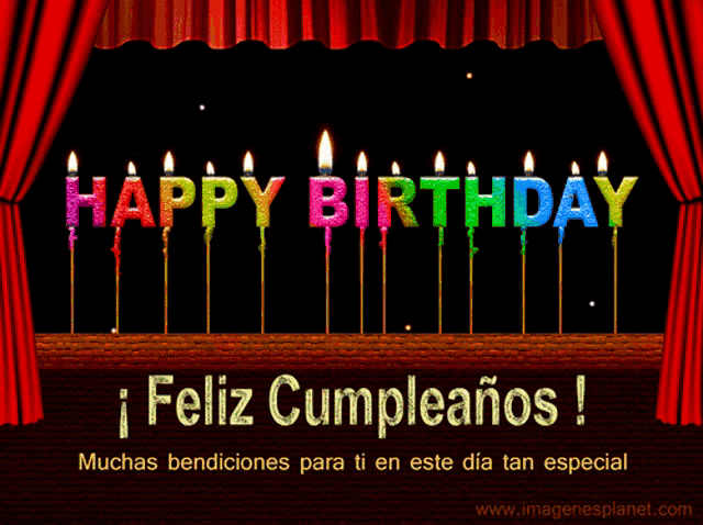 a birthday card with candles that say happy birthday in different colors