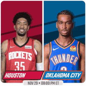 two basketball players from the rockets and thunder