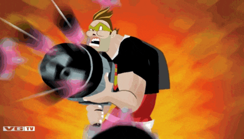 a cartoon of a man holding a megaphone with vgtv written on the bottom right