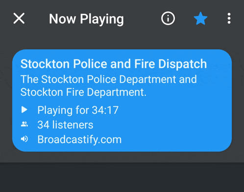 the stockton police and fire dispatch is now playing