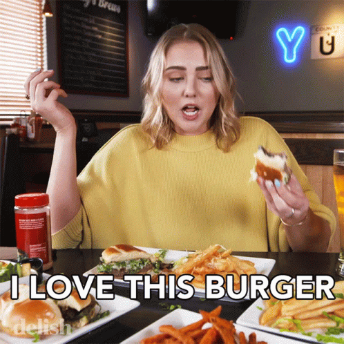 I Love This Burger Julia GIF - I Love This Burger Julia Delish GIFs