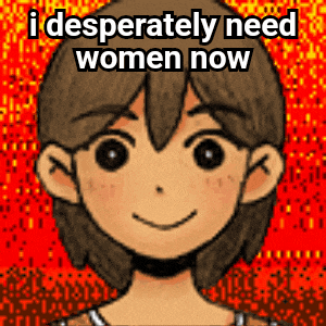 a cartoon girl is smiling with the words `` i desperately need women now '' above her .