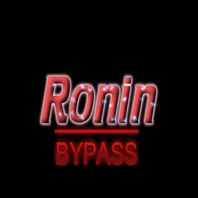a neon sign that says ronin bypass in red letters