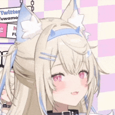 a girl with a twitter id behind her