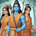 a group of people are standing next to each other in a painting of a group of warriors .