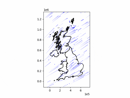 a black and white map of the united kingdom with the numbers 1e6 and 1e5 below it