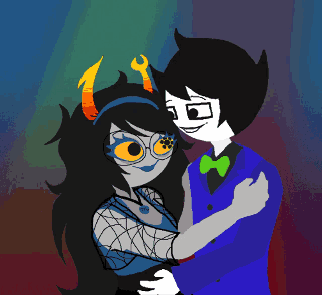 a drawing of a boy and a girl hugging