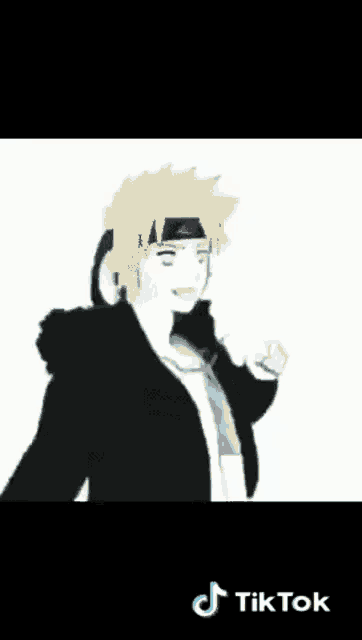a black and white drawing of a person with a tik tok logo