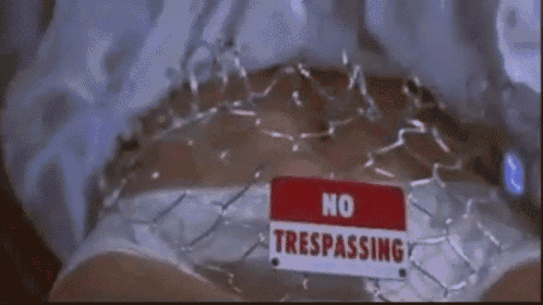 a no trespassing sign is attached to a fence