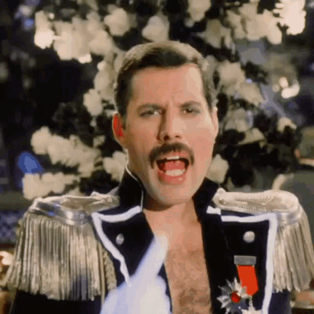 a man with a mustache is wearing a military uniform and a medal .