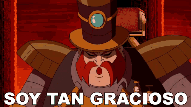 a cartoon of a man with a beard and a top hat says soy tan gracioso