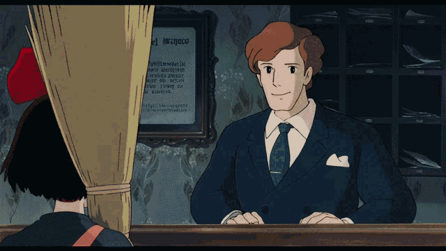 a man in a suit and tie stands in front of a framed picture that says protocol