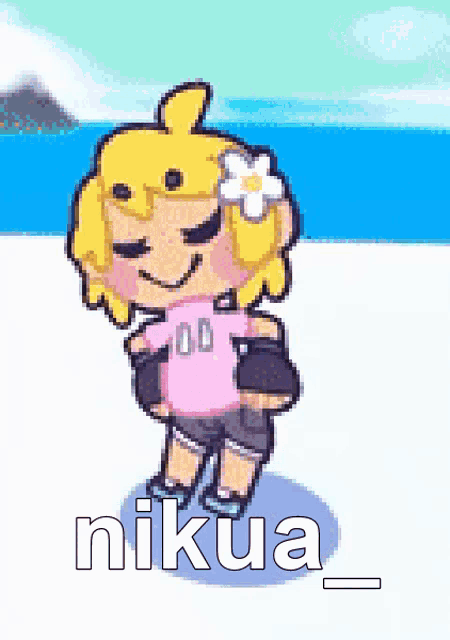 a pixel art of a girl with the name nikua