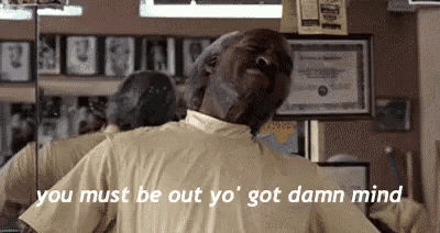 a man is standing in front of a mirror and saying `` you must be out yo ' got damn mind ''