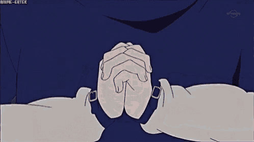 a person is holding their hands together in a circle in a cartoon .