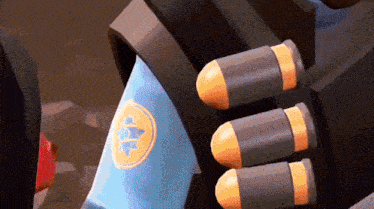 a close up of a person 's arm with bullets coming out of it .