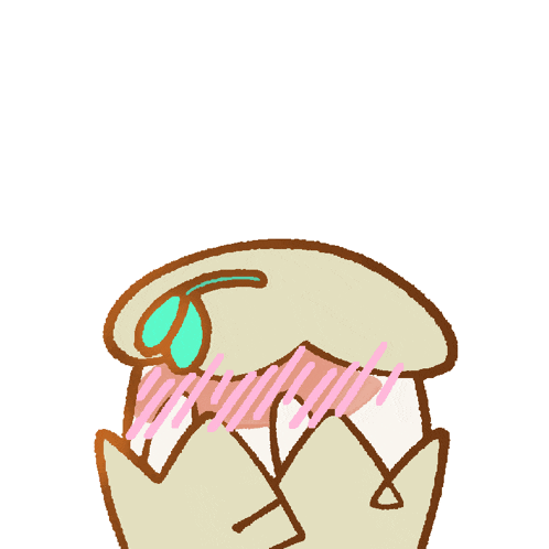 a cartoon drawing of a jellyfish with a leaf on its head
