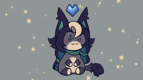 a cartoon cat with a heart on its head